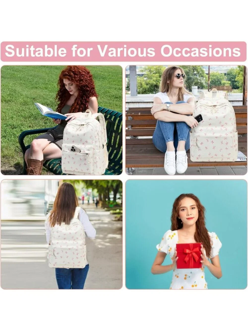 Stylish Corduroy School Backpack for Teen Girls | Laptop & Travel Daypack